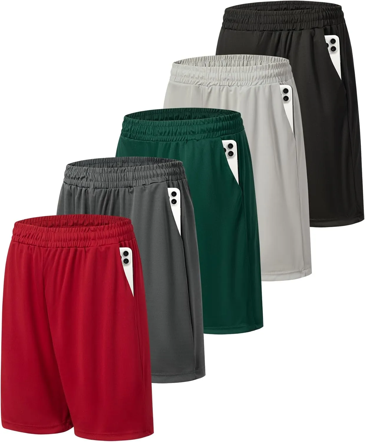 5 Pack Mens Athletic Gym Shorts Workout Quick Dry Running Lightweight Basketball Shorts with Pockets