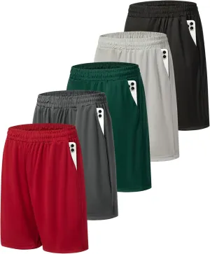 5 Pack Mens Athletic Gym Shorts Workout Quick Dry Running Lightweight Basketball Shorts with Pockets