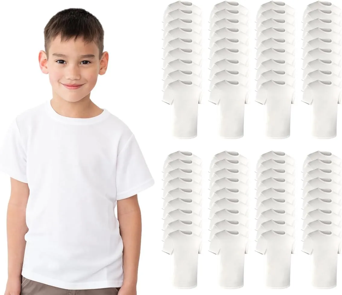 72 Pieces of Boys Cotton Undershirts in Bulk, Crew Neck, Assorted Sizes S to XL - Donations Homeless Shelters Wholesale