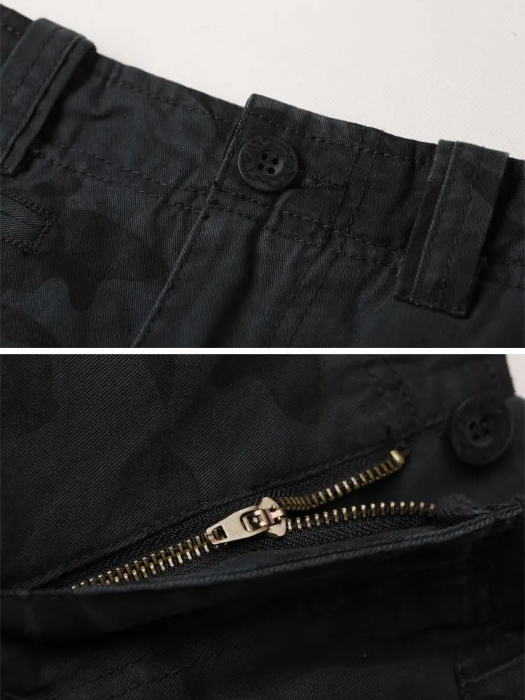 AKARMY Men's Camo Cargo Shorts Outdoor Multi-Pocket Cotton Casual Shorts with No Belt