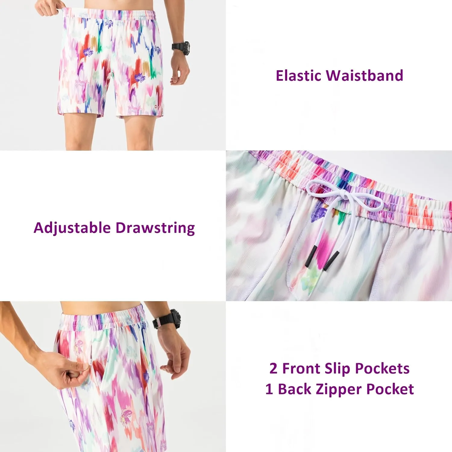 Alpine Swiss Mens Swim Shorts Beach Trunks Boardshorts Volley Shorts Quick Dry Swimwear