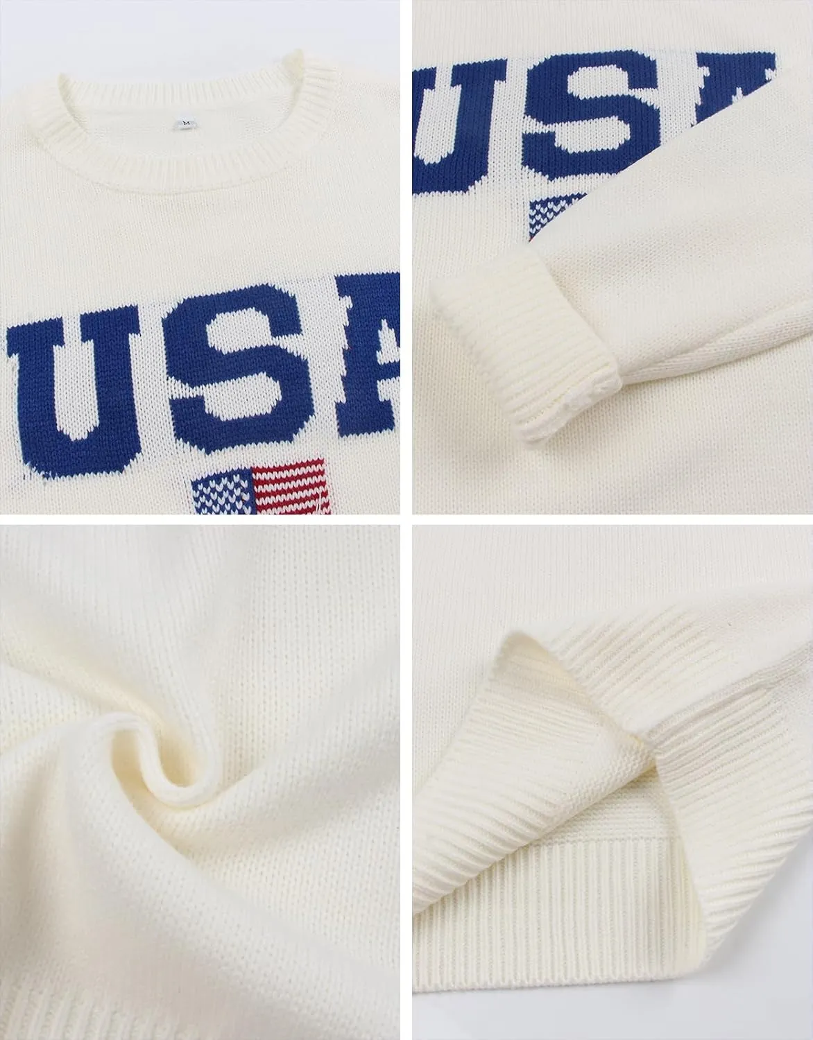 Alsol Lamesa Womens American Flag Graphic Sweater Patriotic Long Sleeve Pullover Sweaters Crew Neck Knit Tops