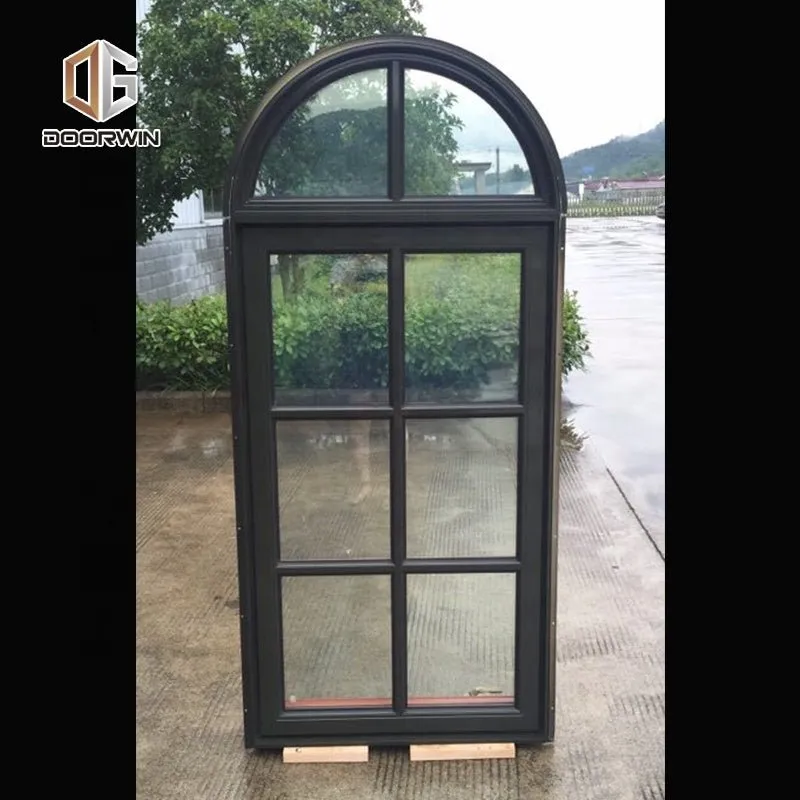 American casement window grill design wooden crank open outward arched top window by Doorwin on Alibaba