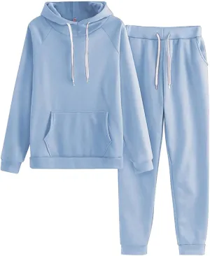 Aniywn Two Piece Hoodie Sweatsuit Sets for Women Jogging Tracksuit Hood Crop Pullover Sweatshirt and Pants Sweatsuit Sets