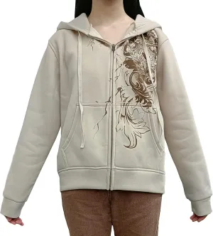 Argeousgor Women Men Rhinestone Hoodie Graphic Zip Up Oversized Skull Skeleton Hooded Sweatshirt Aesthetic Jacket Streetwear