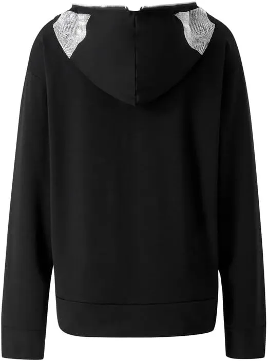 Argeousgor Women Men Rhinestone Hoodie Graphic Zip Up Oversized Skull Skeleton Hooded Sweatshirt Aesthetic Jacket Streetwear