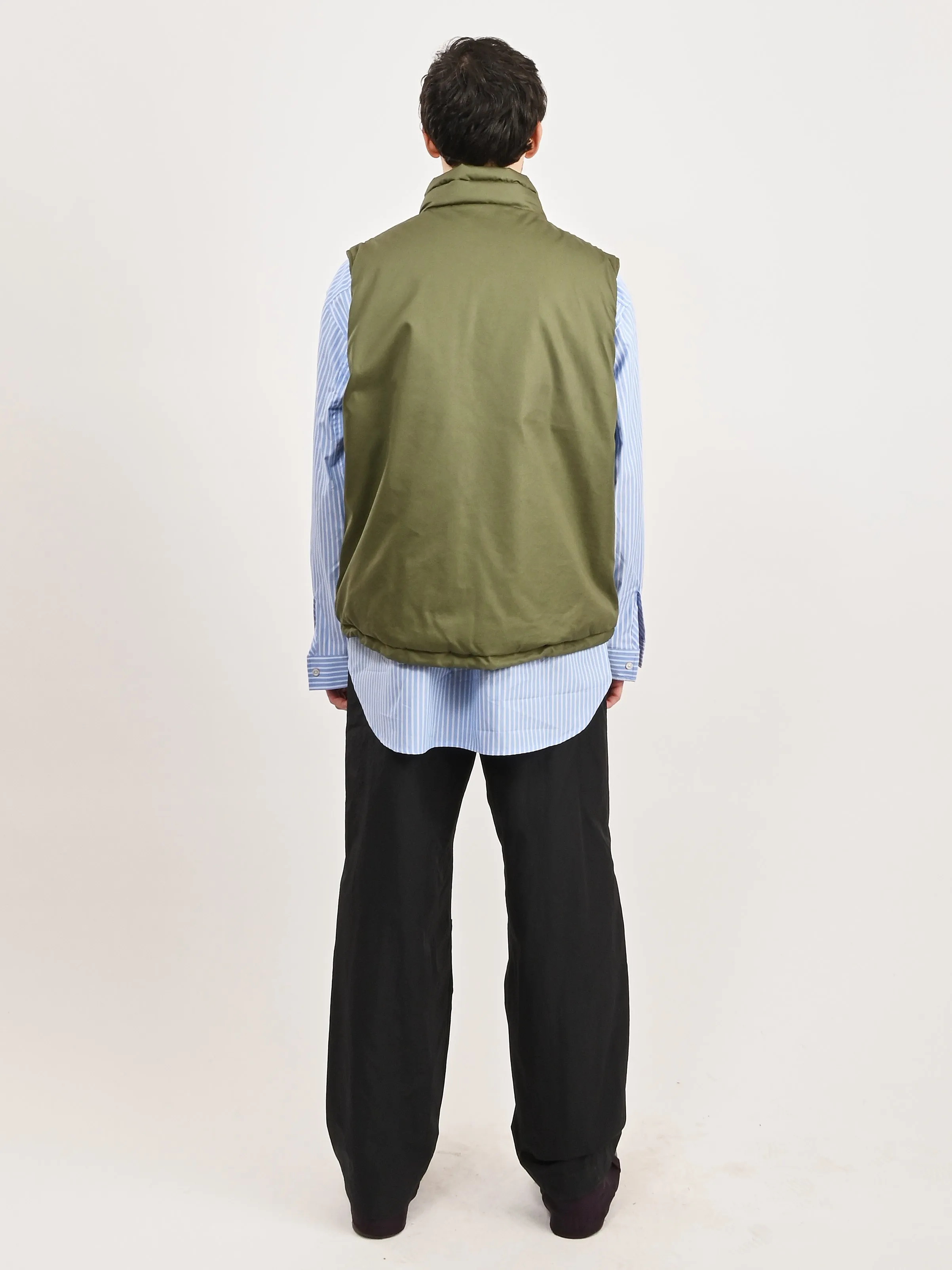 Army Green Cotton X Nylon Padded Vest