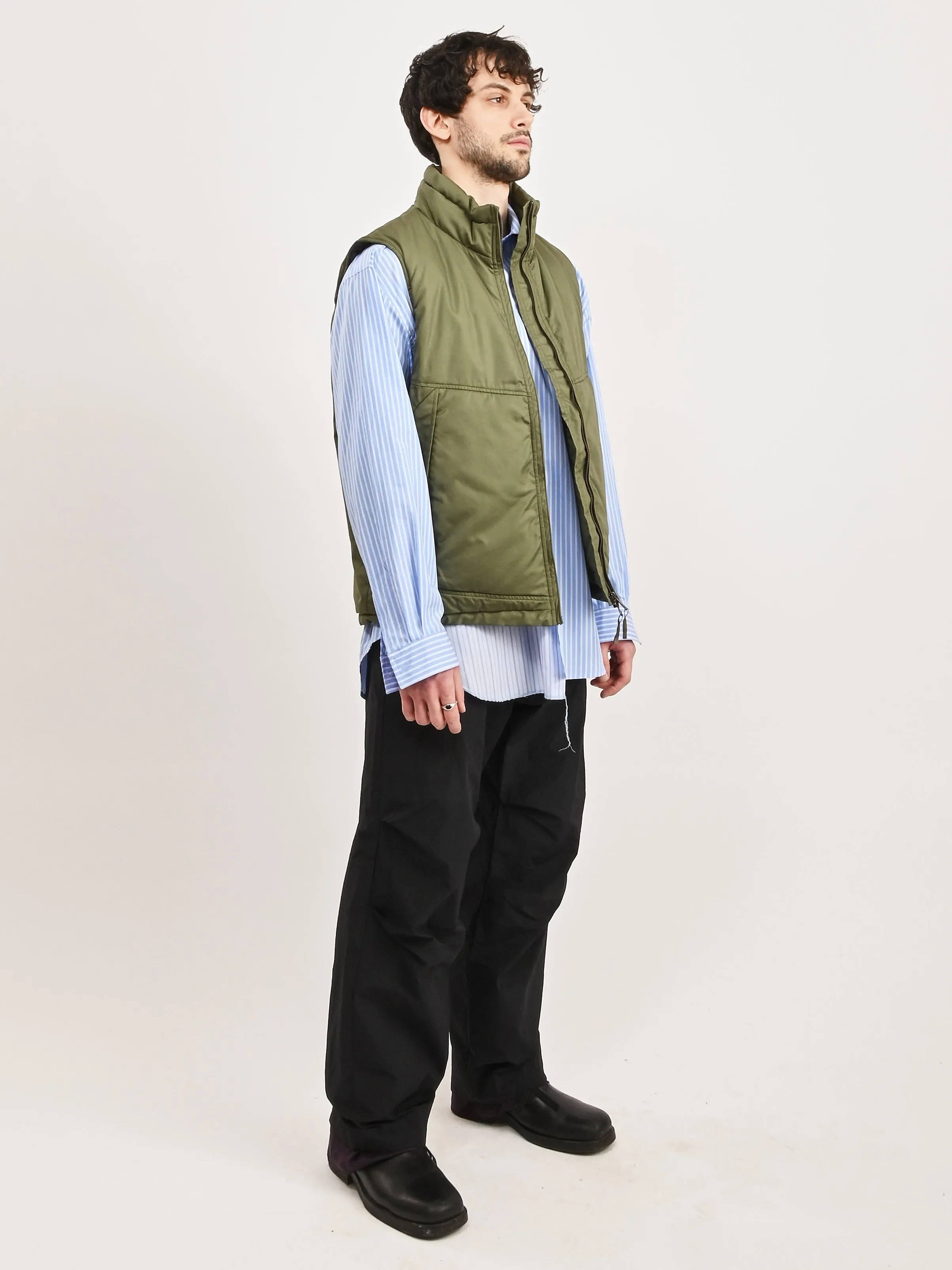 Army Green Cotton X Nylon Padded Vest