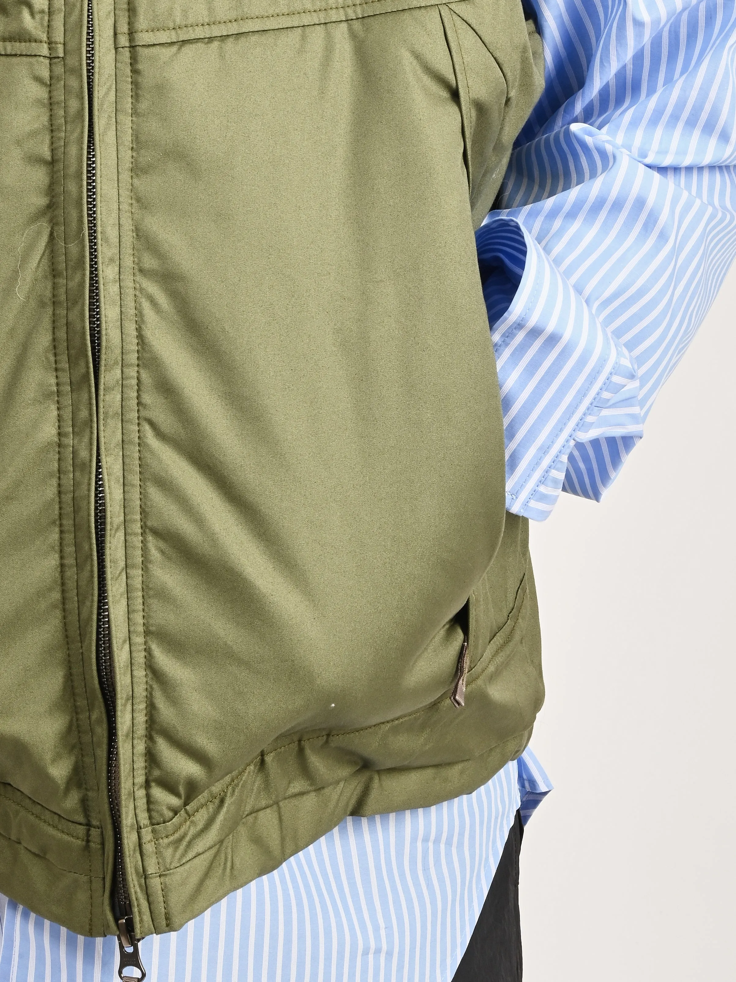 Army Green Cotton X Nylon Padded Vest
