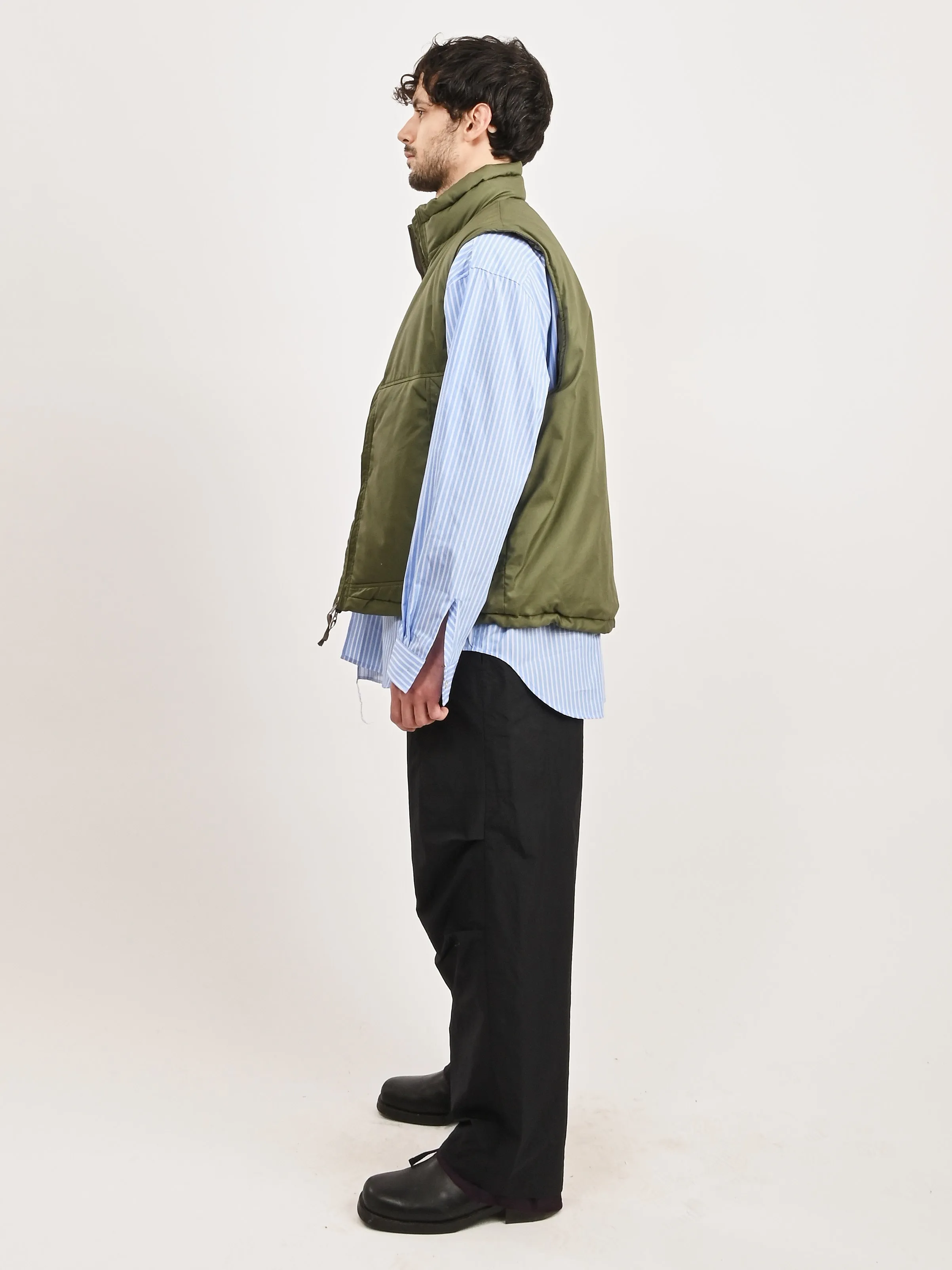 Army Green Cotton X Nylon Padded Vest