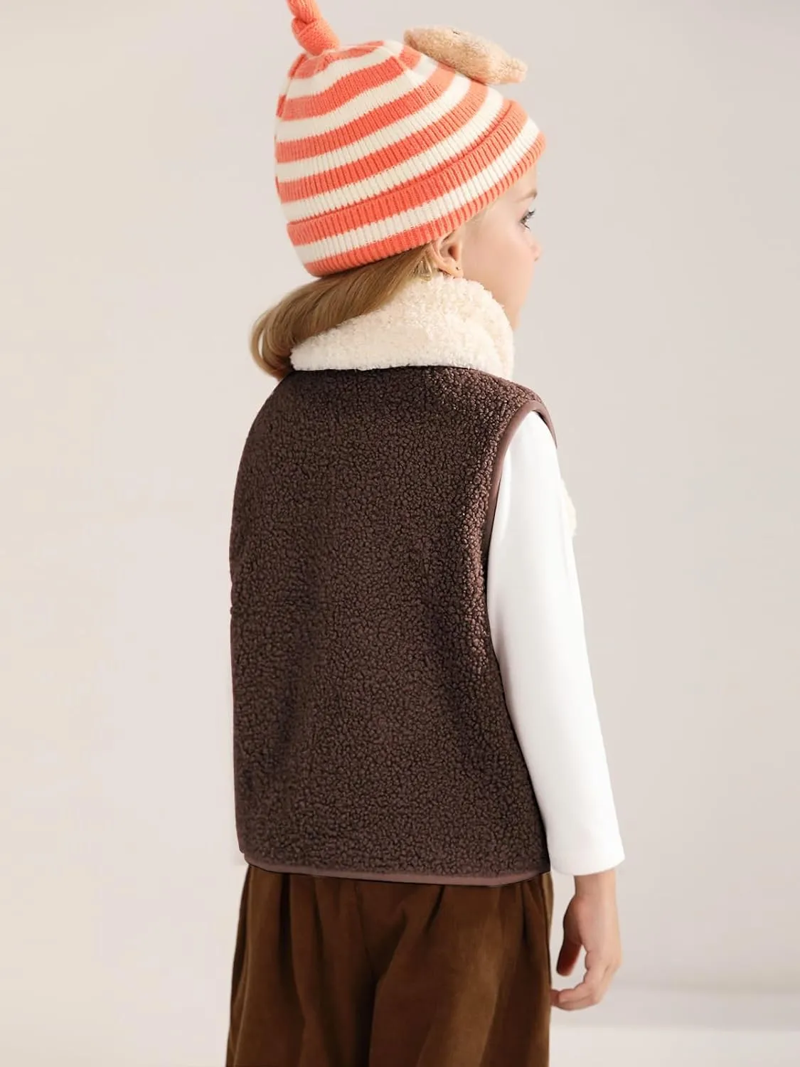 Baby Boy Girls Sleeveless Jacket Full Zipper Sherpa Fleece Vest Toddler Kids Fall Winter Waistcoat Outerwear with Pocket