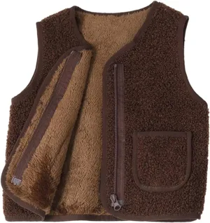 Baby Boy Girls Sleeveless Jacket Full Zipper Sherpa Fleece Vest Toddler Kids Fall Winter Waistcoat Outerwear with Pocket