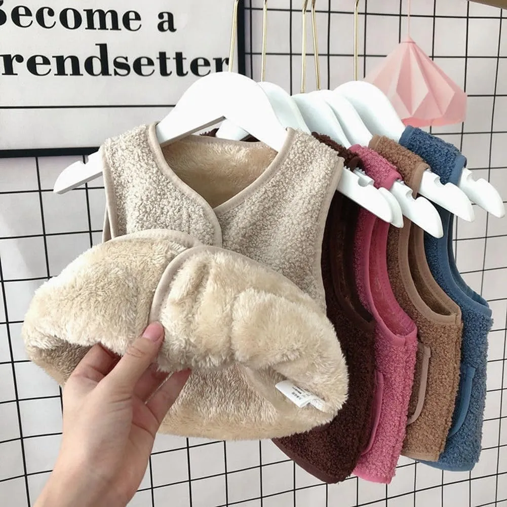 Baby Boy Girls Sleeveless Jacket Full Zipper Sherpa Fleece Vest Toddler Kids Fall Winter Waistcoat Outerwear with Pocket