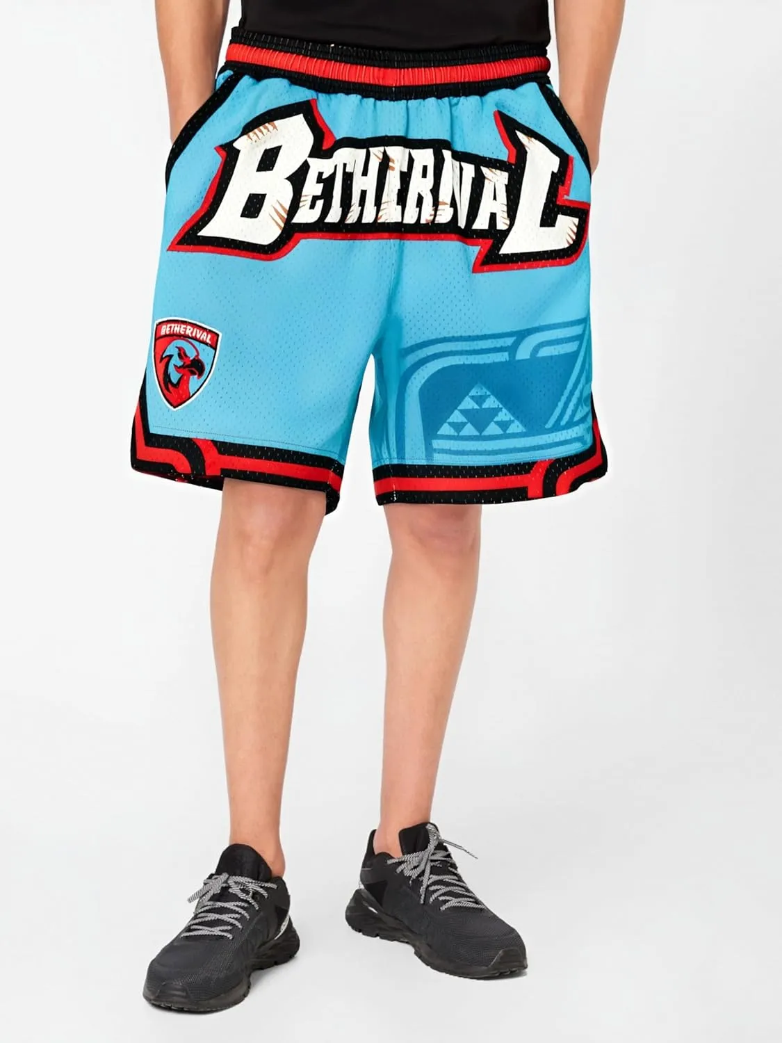 Basketball Athletic Shorts Men Mesh Gym Sports Workout Training Drawstring Retro Running Shorts with Pockets
