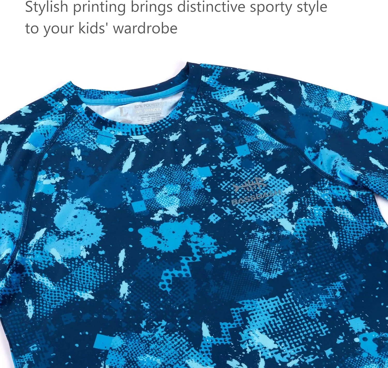 BASSDASH Youth UPF50  Camo Long Sleeve Fishing Shirt UV Protection Quick Dry Tee