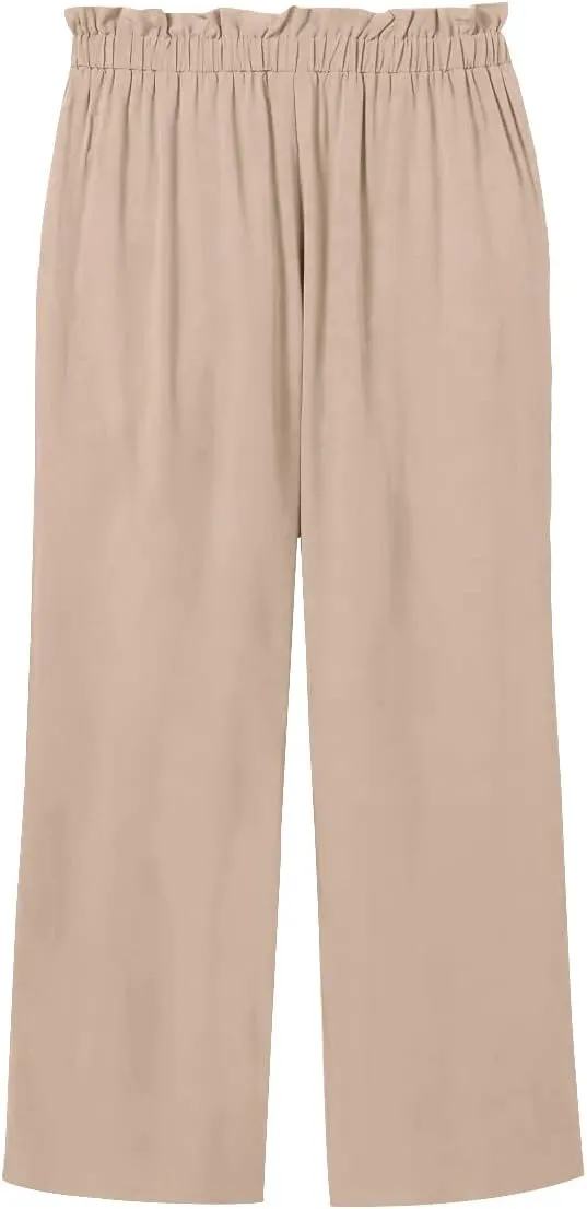 Batermoon Girls' Pants Paper Bag Elastic Waist Wide Leg Loose Trousers with Pocket