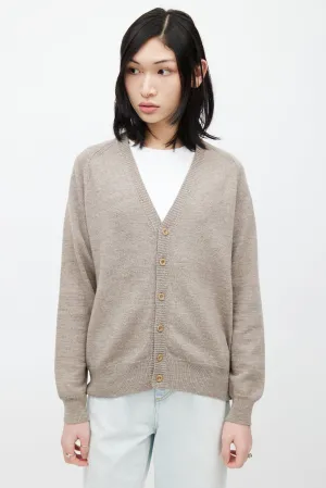 Beige Wool Knit Cardigan