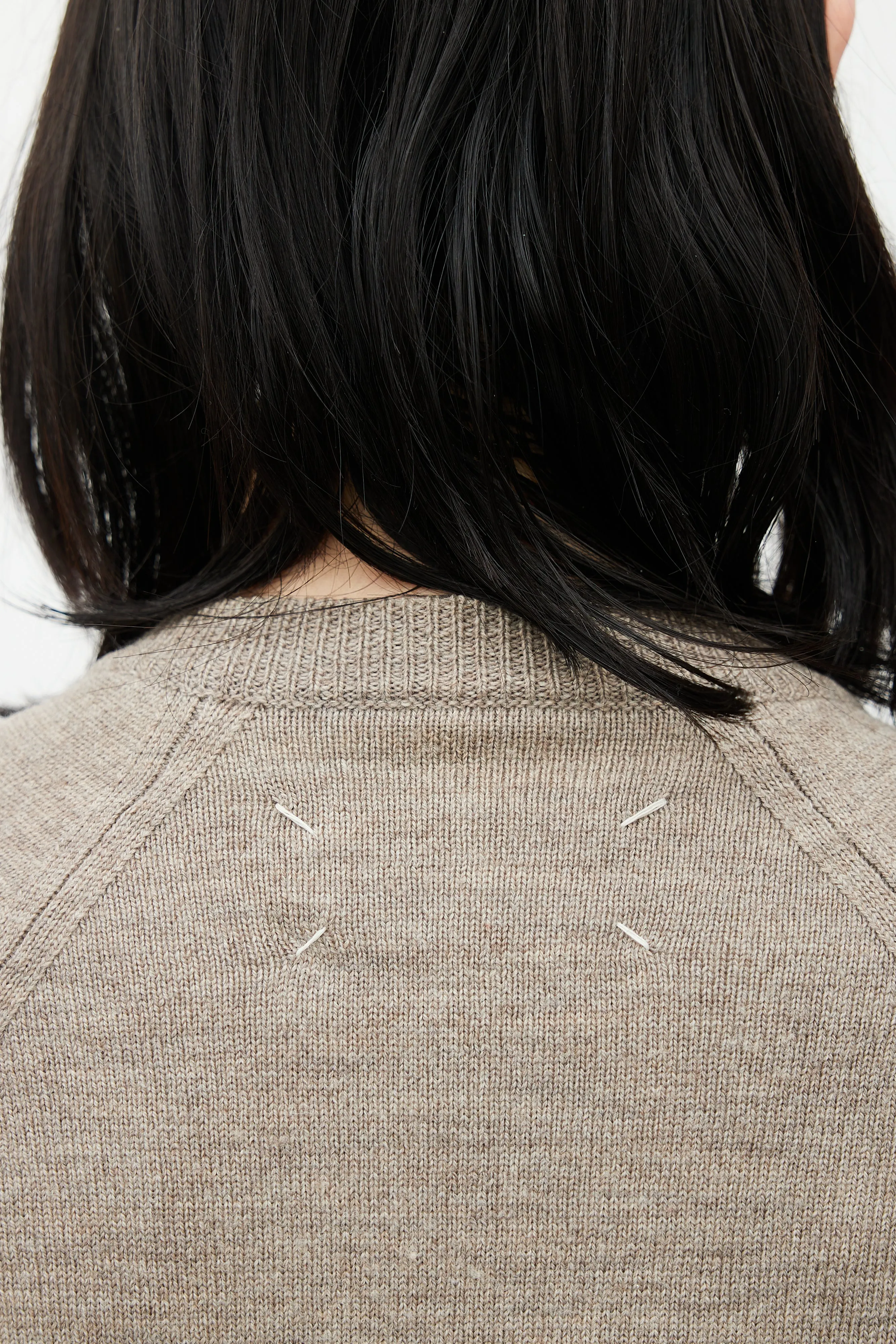 Beige Wool Knit Cardigan