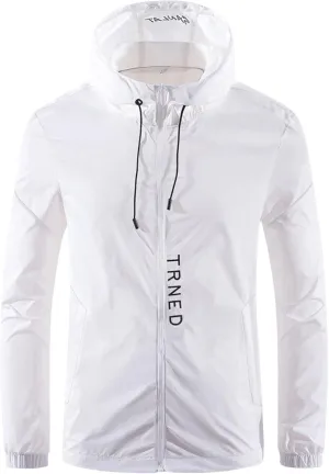 BIFUTON Waterproof Jackets for Men Lightweight Full Zip Up Hoodie Long Sleeve Windbreaker Jackets Outdoor Hiking Trench Coats