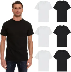 BILLIONHATS 6 Pack Men's Solid Colors Cotton T-Shirts Short Sleeve Lightweight Tees, Bulk