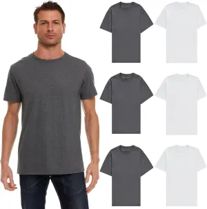 BILLIONHATS 6 Pack Men's Solid Colors Cotton T-Shirts Short Sleeve Lightweight Tees, Bulk