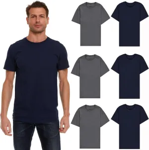 BILLIONHATS 6 Pack Men's Solid Colors Cotton T-Shirts Short Sleeve Lightweight Tees, Bulk