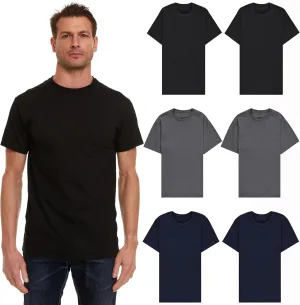 BILLIONHATS 6 Pack Men's Solid Colors Cotton T-Shirts Short Sleeve Lightweight Tees, Bulk