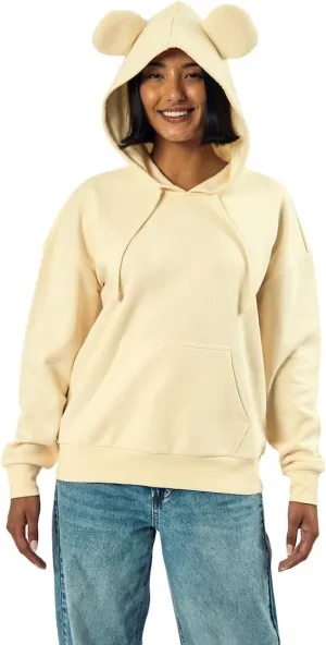 Bioworld Bear Inspired Cosplay Women's Off-White Oversized Hoodie with 3D Bear Ears