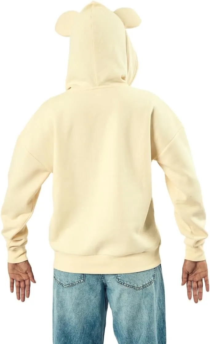 Bioworld Bear Inspired Cosplay Women's Off-White Oversized Hoodie with 3D Bear Ears