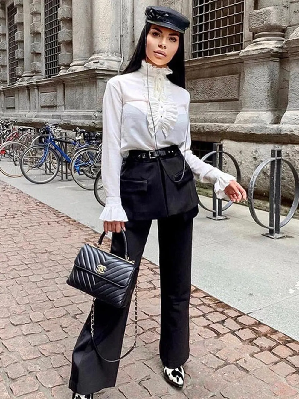 Black Chic Leather Trouser Pants