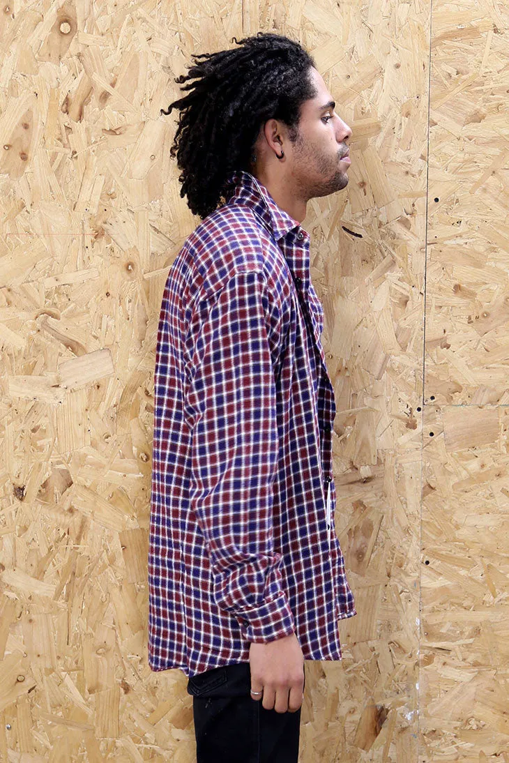 Blue and Red Chequered Flannel Shirt
