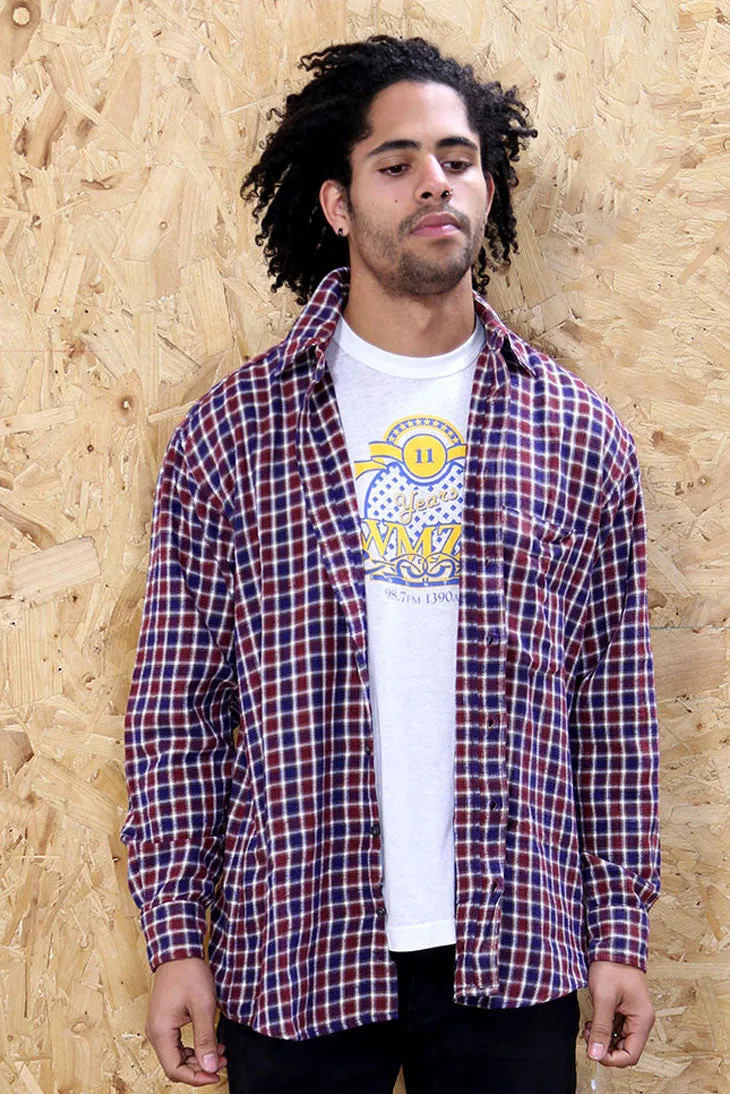 Blue and Red Chequered Flannel Shirt