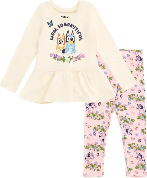 Bluey Girls T-Shirt and Leggings Outfit Set Toddler to Big Kid Sizes (2T - 10-12)