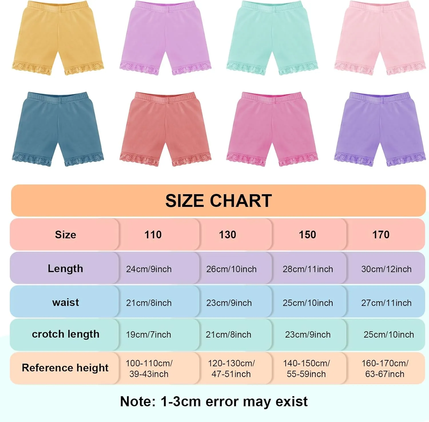 Boyiee 8 Pack Girls Shorts Toddler Bike Dance Gymnastics Yoga Safety Active Under Dress Shorts