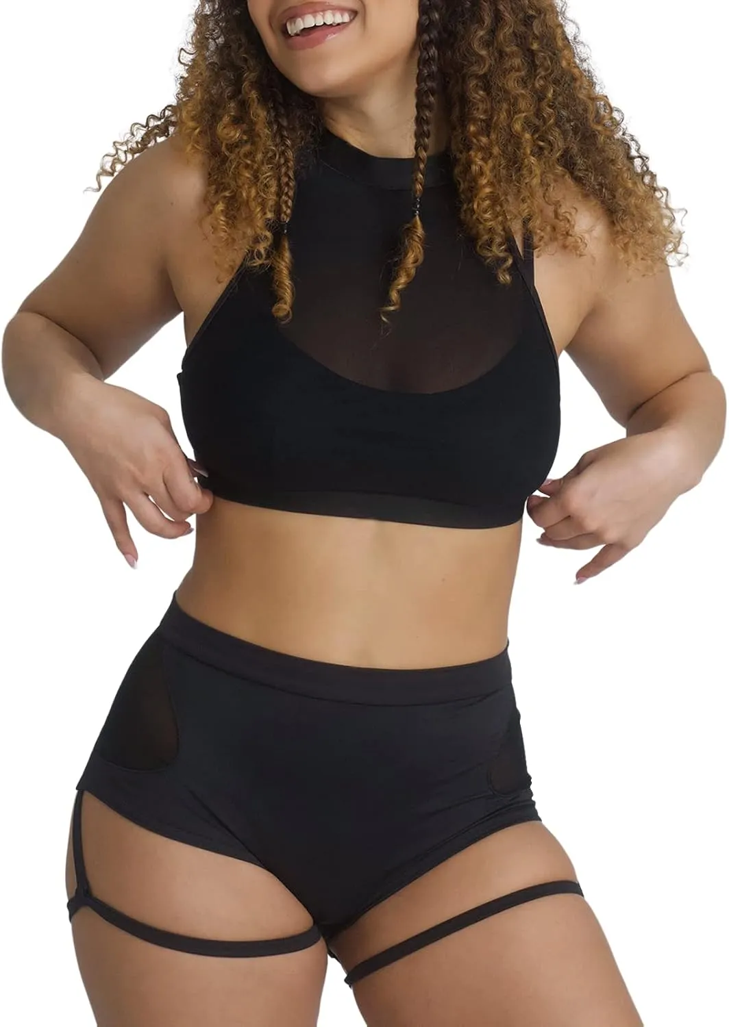 BZB Women's Booty Shorts with Garters High Waisted Workout Pole Dance Yoga Hot Pants Active Butt Lifting Sports Leggings