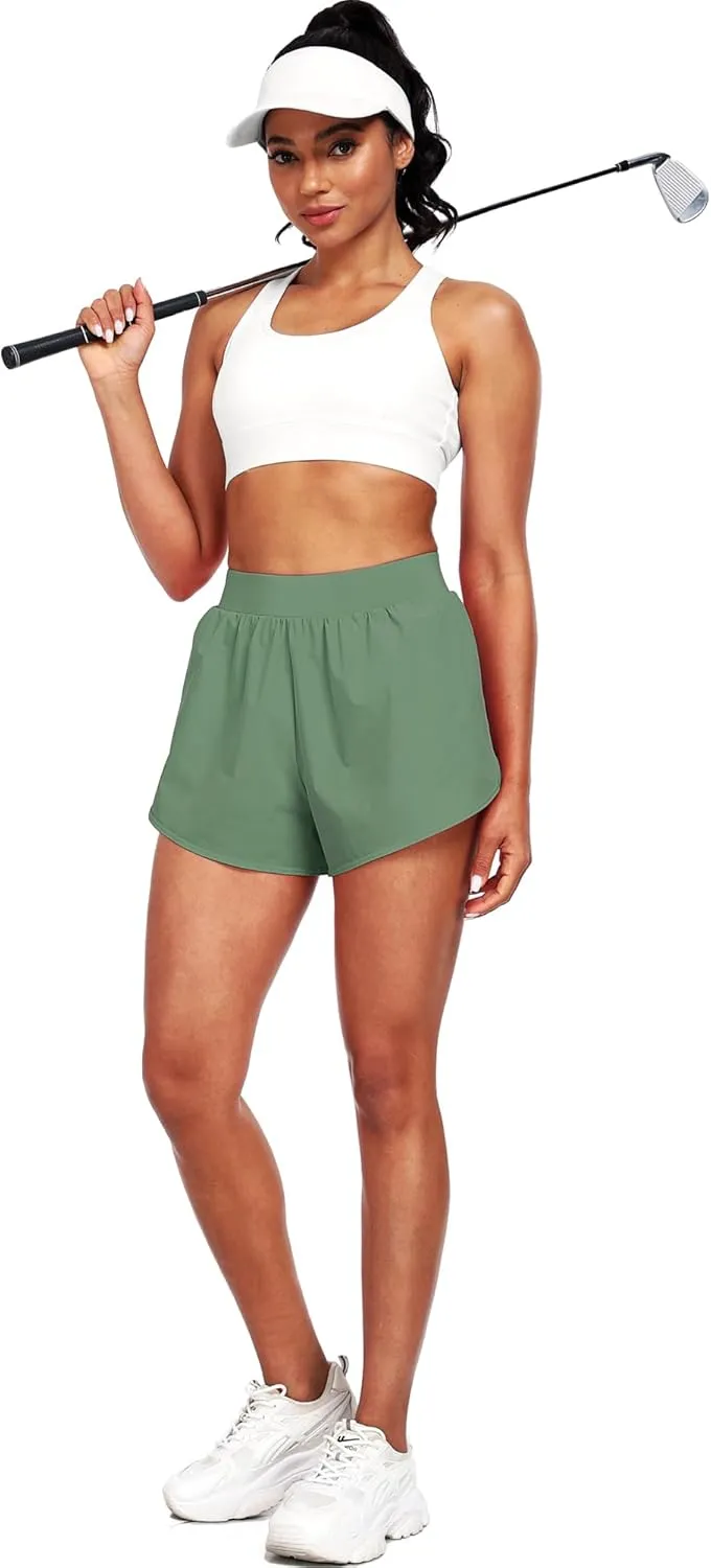 CADMUS 2 in 1 Women's Workout Shorts Athletic Gym Running Shorts with Compression Liner Brief