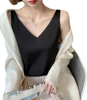 Camisole top Women's Halterneck O-Neck Basic Solid Color Camisole Sleeveless Lightweight Summer T-Shirt Basic