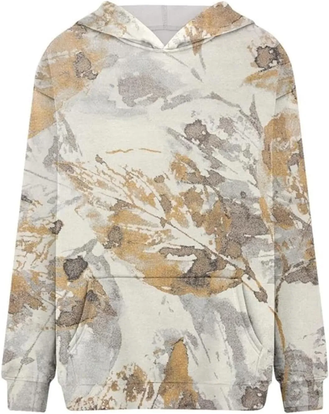 Camo Hoodie Womens Maple Leaf Print Oversized Hooded Sweatshirt Fleece Sweatshirts Casual Long Sleeve Pullover 2024