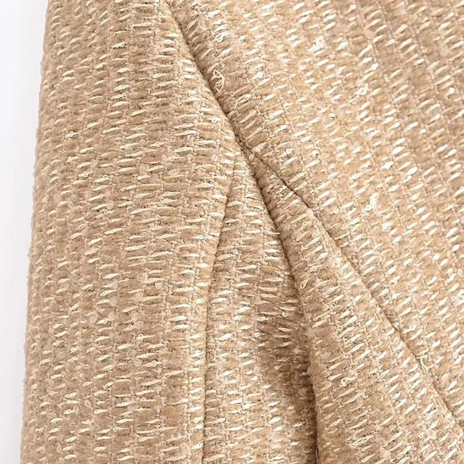 Casual Tweed Blazer Jacket for Women Cropped Open Front Button Down Collarless Coat Office Work Business Dress Jackets