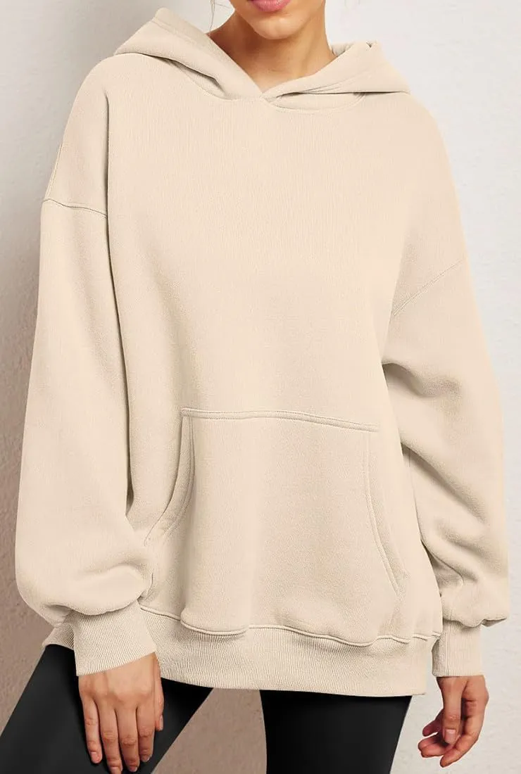 Chaos World Women's Long Sleeve Oversized Pullover Solid Color Y2K Hoodie Fall Winter Sweatshirt with Pocket