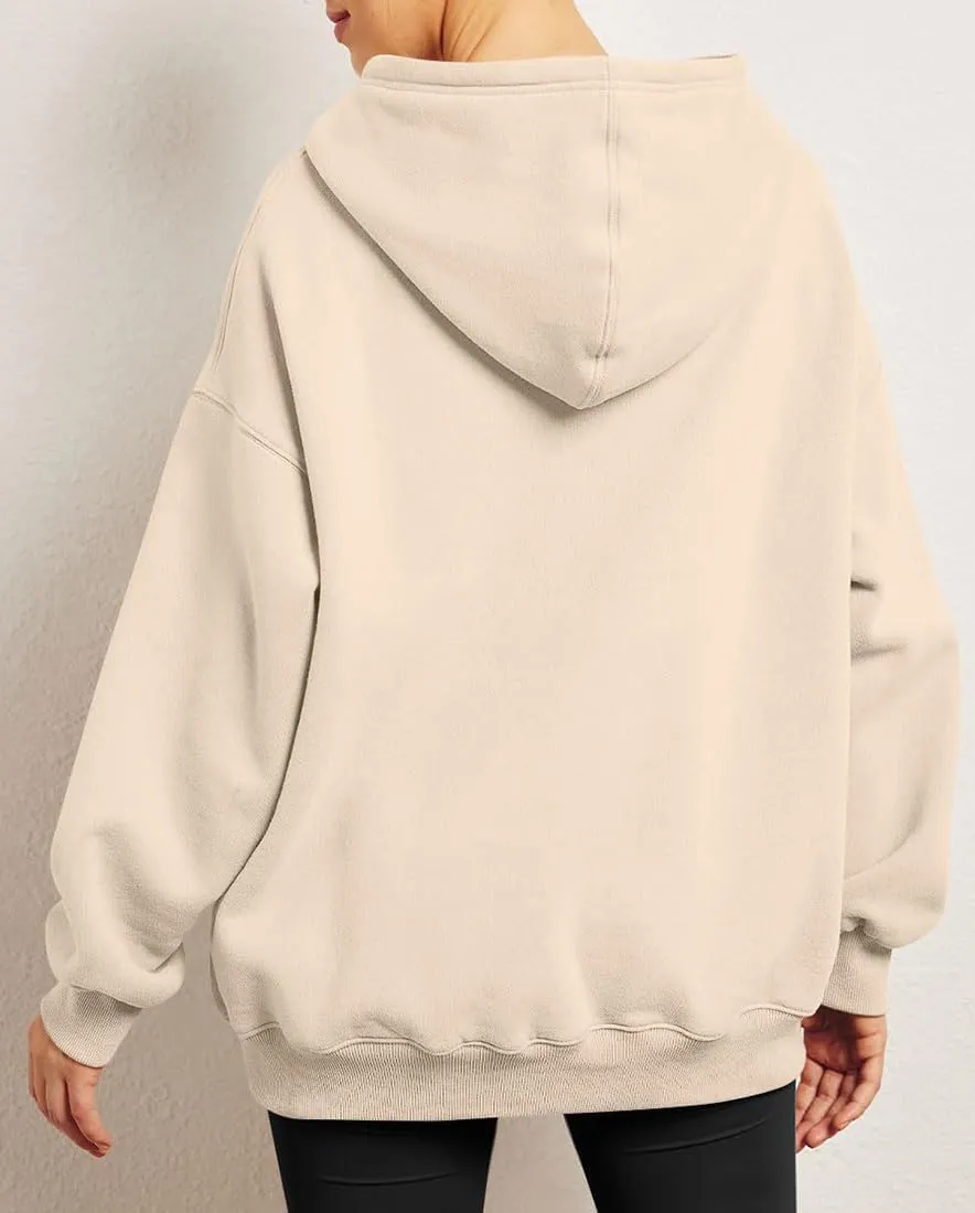 Chaos World Women's Long Sleeve Oversized Pullover Solid Color Y2K Hoodie Fall Winter Sweatshirt with Pocket