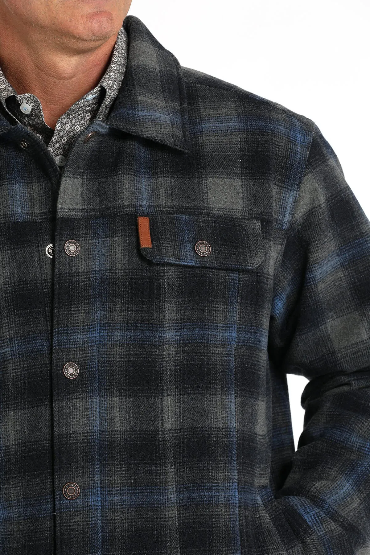 Cinch | Navy Plaid Trucker Jacket