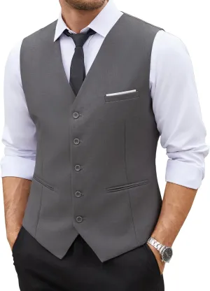 COOFANDY Men's Casual Dress Suit Vest Slim Fit Business Formal Waistcoat Vest