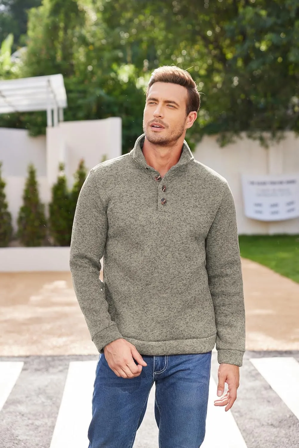 COOFANDY Men's Casual Slim Fit Pullover Sweater Knitted Thermal Sweatshirt