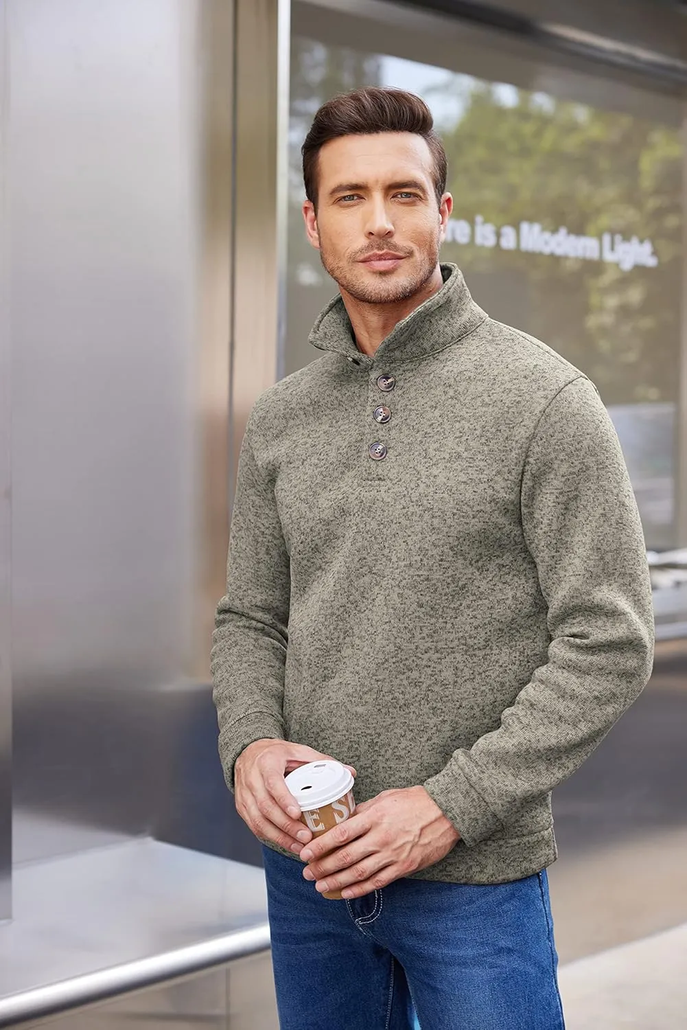 COOFANDY Men's Casual Slim Fit Pullover Sweater Knitted Thermal Sweatshirt