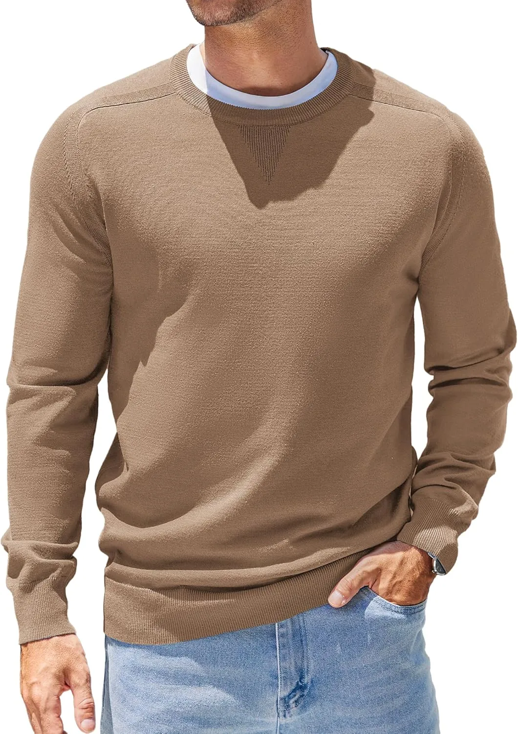 COOFANDY Mens Sweater Crewneck Pullover Long Sleeve Lightweight Sweater Plain Knit Silm Fit