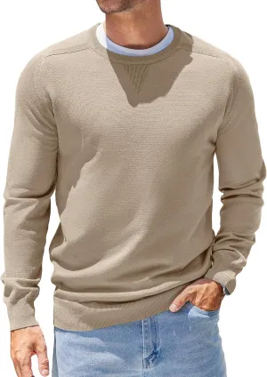 COOFANDY Mens Sweater Crewneck Pullover Long Sleeve Lightweight Sweater Plain Knit Silm Fit