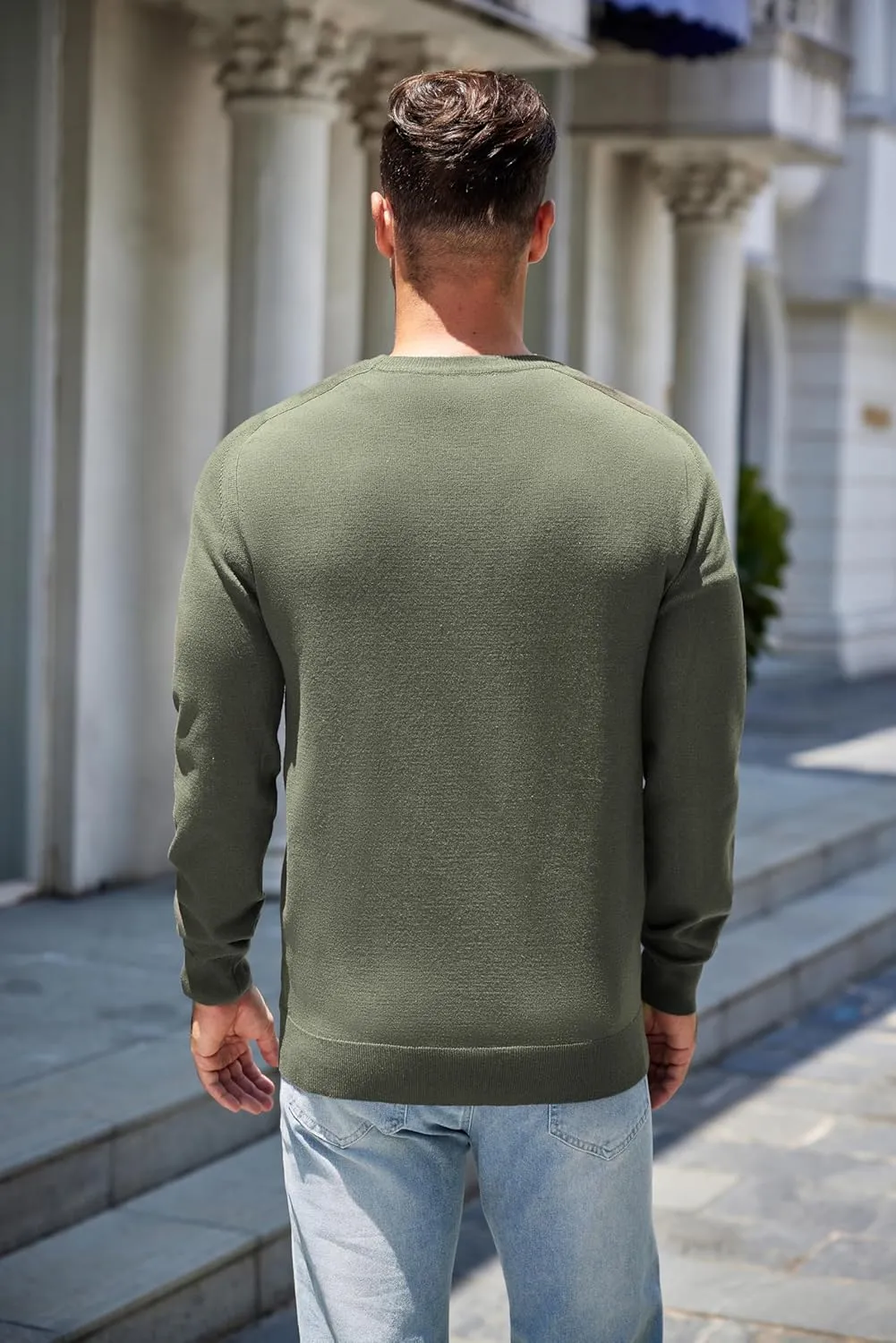 COOFANDY Mens Sweater Crewneck Pullover Long Sleeve Lightweight Sweater Plain Knit Silm Fit