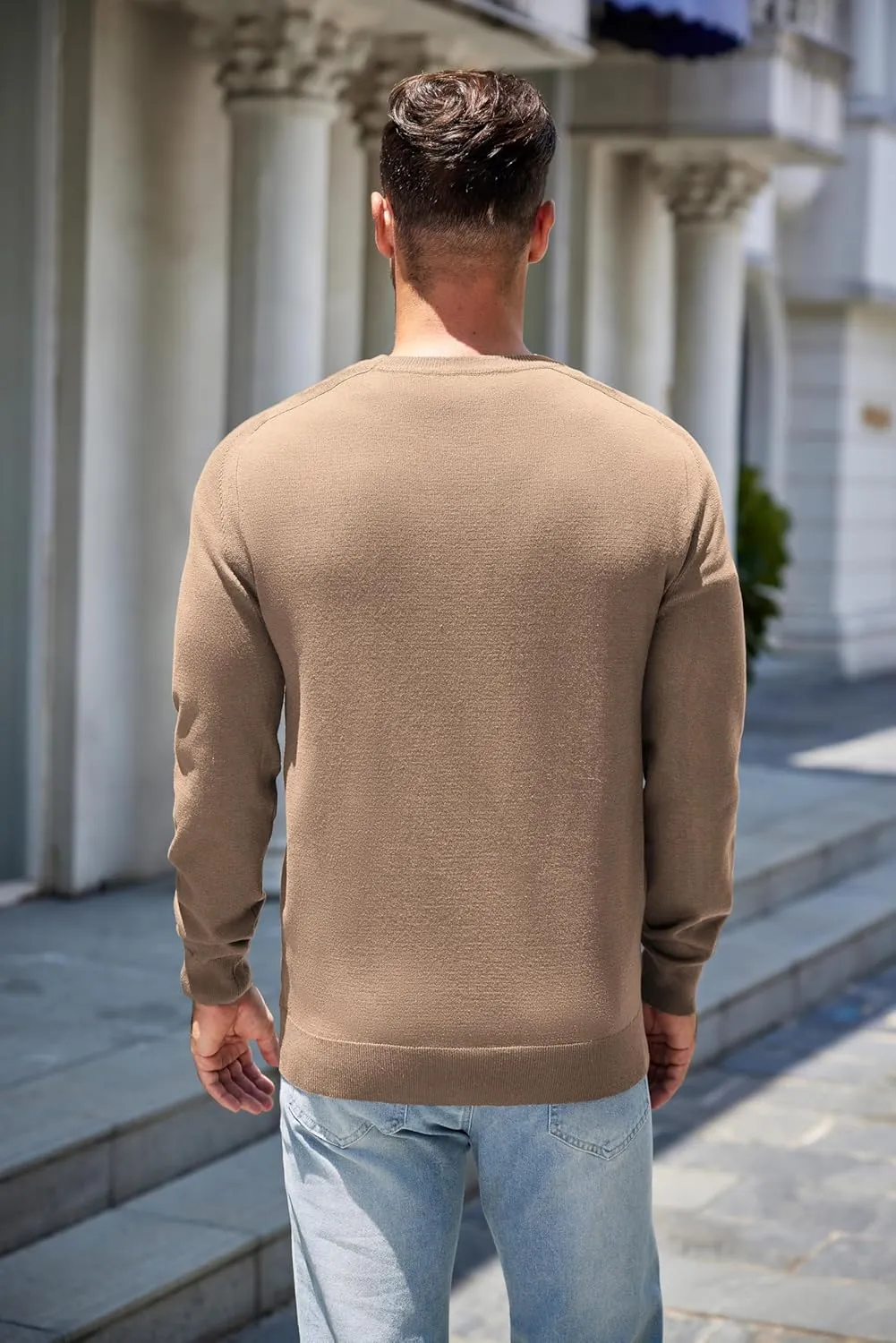 COOFANDY Mens Sweater Crewneck Pullover Long Sleeve Lightweight Sweater Plain Knit Silm Fit