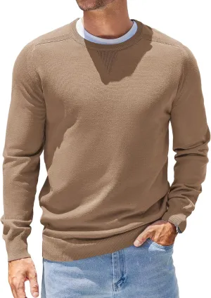 COOFANDY Mens Sweater Crewneck Pullover Long Sleeve Lightweight Sweater Plain Knit Silm Fit